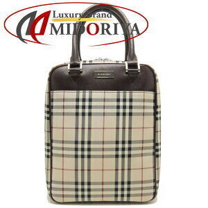 Burberry Nova Check Nylon Canvas Leather Handbag Beige